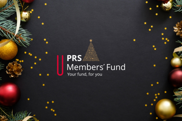 PRS members fund logo on a decorative Christmas theme background